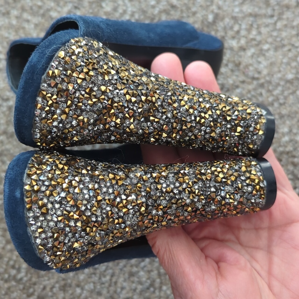 Tracy Reese Blue Suede Peep Toe Mule Shoes - Picture 8 of 10